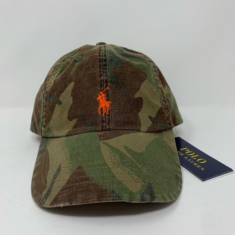 Polo Ralph Lauren men’s camo cap hat orange pony